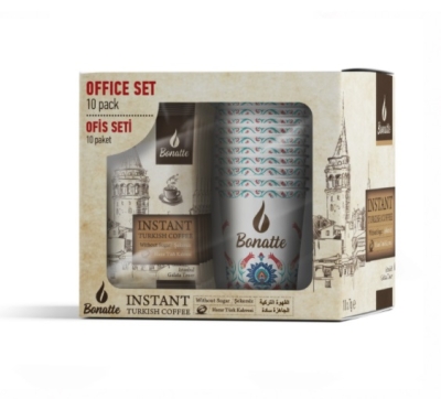 Bonatte Hazır Türk Kahvesi 10lu Bardaklı Ofis Seti Sade