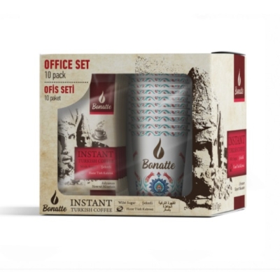 Bonatte Hazır Türk Kahvesi 10lu Bardaklı Ofis Seti Şekerli