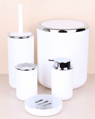 Lisbone Silver Beyaz Beşli Banyo Seti