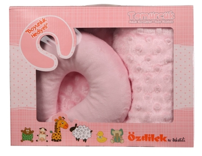 Özdilek Tomurcuk Bebek Battaniyesi Boyun Yastığı Hediyeli Pembe