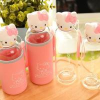 Hello Kitty Kapaklı Kılıflı Cam Şişe