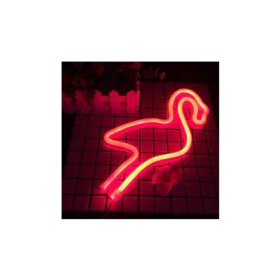 Flamingo Figürlü Kırmızı USB LED Duvar Lambası