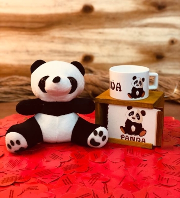 365 Gün Aşk Sözleri Dolu Aşık Peluş Panda Ve Kutulu Kupa Sevgiliye Hediye Seti