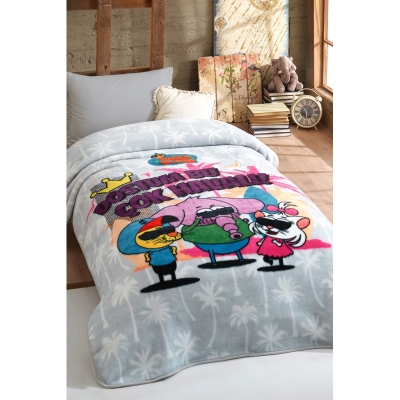 Hobby Kral Şakir Lisanslı Battaniye Tek Kişilik Gri