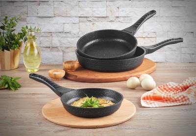 Kahramanlar Black Enza 3lü Döküm Tava Seti Siyah