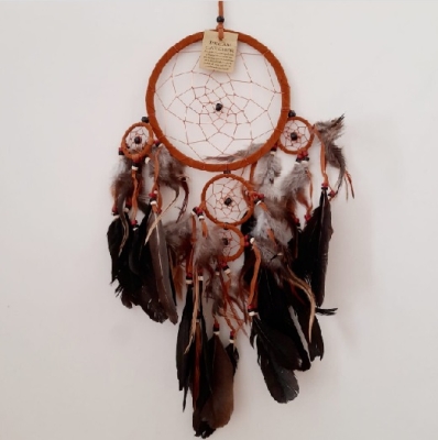 Kahverengi Süet Kuş Tüylü Rüya Düş Kapanı Dream Catcher