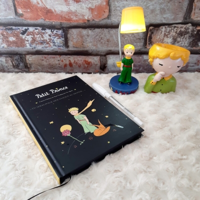 Küçük Prens Siyah Yapraklı Anı Defteri Saksı Ve Lamba Seti