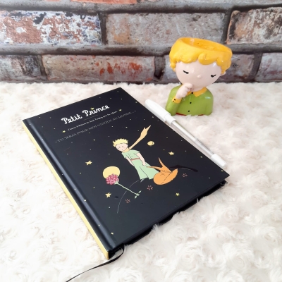 Küçük Prens Siyah Yapraklı Anı Defteri Ve Saksı Seti