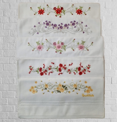 Özdilek Çeyizlik Nakışlı 5 Adet Beyaz El Havlusu Seti 3