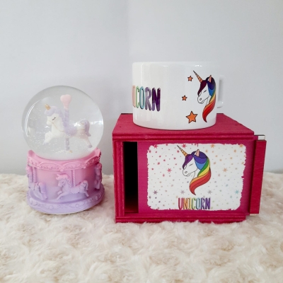 Unicorn Özel Tasarım Kutulu Kupa Ve Kar Küresi
