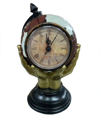 Dünya Avucumda Nostaljik Masaüstü Saat Kahverengi