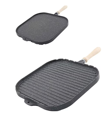 Eda Döküm Kare Çift Taraflı Izgara ve Gözleme Tavası 34 cm