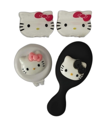 Hello Kitty Sevimli Ayna Tarak Toka Seti Beyaz