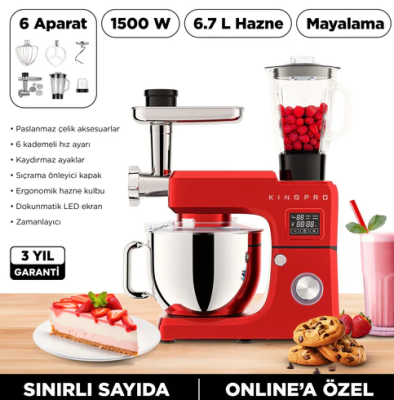 King KSM4000 Modore Mutfak Şefi-Kırmızı