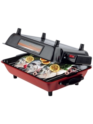 Mina Cızbız Camlı Elektrikli Emaye Gövde ve Tepsili Balık Kebap Barbekü Izgara