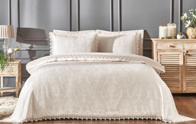 Özdilek Anna Çift Kişilik Gelin Seti Pikeli Nevresim Krem