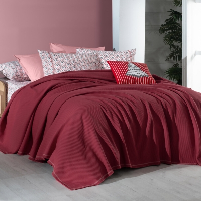 Sarev Abel Kırmızı Tek Kişilik %100 Pamuk Pike Takımı