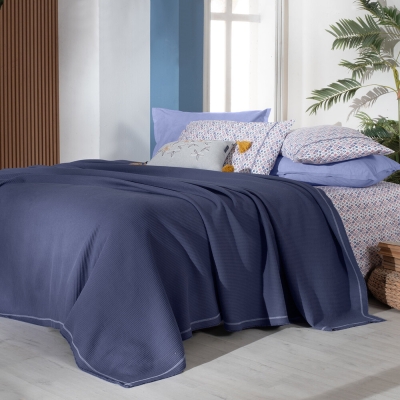 Sarev Abel Lacivert Tek Kişilik %100 Pamuk Pike Takımı