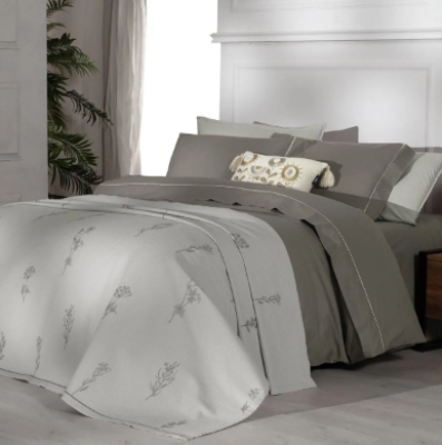 Sarev Eva Eldon Bej Tek Kişilik %100 Pamuk Nevresim Takımı ve Pike Seti