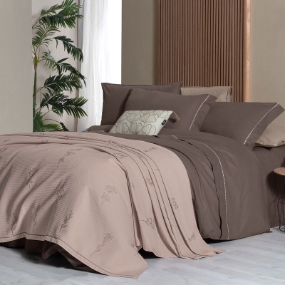 Sarev Eva Eldon Tek Kişilik Mocha Pike Ve Nevresim Takımı 160x220cm