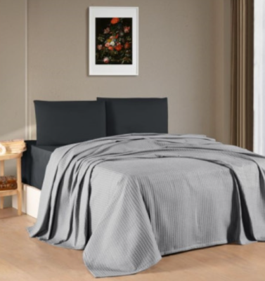 TAÇ Kristal Waffle Açık Gri Çift Kişilik Pike Takımı