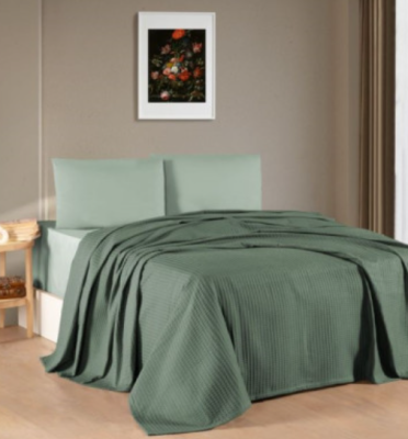 TAÇ Kristal Waffle Yeşil Çift Kişilik Pike Takımı