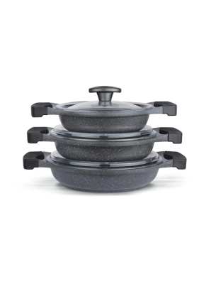 Thermoad Alüminyum Döküm 3'lü Sahan Seti / Gri